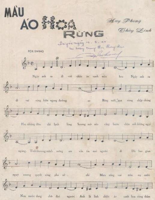 Sheet nhạc Màu Áo Hoa Rừng